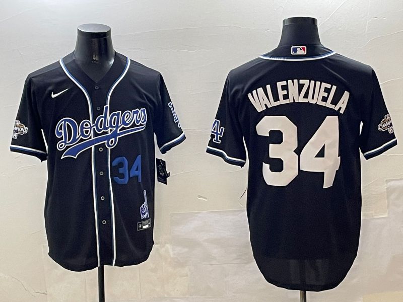 Men Los Angeles Dodgers 34 Valenzuela Black Fashion Game 2025 Nike MLB Jersey style 3066
